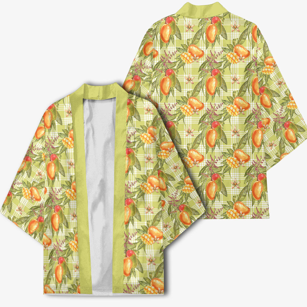 Vintage Hawaii Mango Kimono Yellow Green Hawaiian Palaka LT05 - Polynesian Pride
