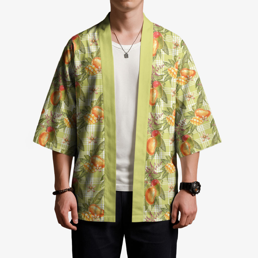 Vintage Hawaii Mango Kimono Yellow Green Hawaiian Palaka LT05 - Polynesian Pride