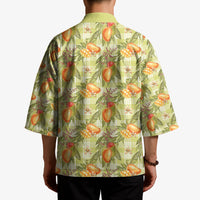 Vintage Hawaii Mango Kimono Yellow Green Hawaiian Palaka LT05 - Polynesian Pride