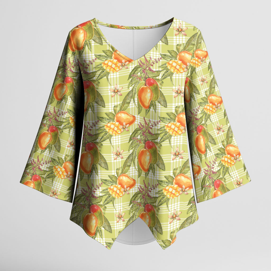 Vintage Hawaii Mango Kimono Sleeve Blouse Yellow Green Hawaiian Palaka LT05 Female Green - Polynesian Pride