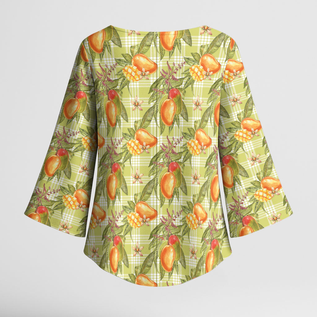Vintage Hawaii Mango Kimono Sleeve Blouse Yellow Green Hawaiian Palaka LT05 - Polynesian Pride
