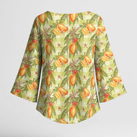 Vintage Hawaii Mango Kimono Sleeve Blouse Yellow Green Hawaiian Palaka LT05 - Polynesian Pride