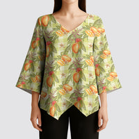 Vintage Hawaii Mango Kimono Sleeve Blouse Yellow Green Hawaiian Palaka LT05 - Polynesian Pride
