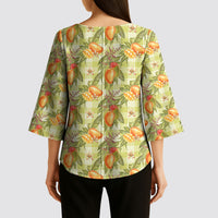 Vintage Hawaii Mango Kimono Sleeve Blouse Yellow Green Hawaiian Palaka LT05 - Polynesian Pride
