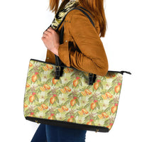 Vintage Hawaii Mango Leather Tote Bag Yellow Green Hawaiian Palaka LT05 Green - Polynesian Pride