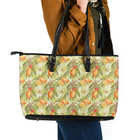 Vintage Hawaii Mango Leather Tote Bag Yellow Green Hawaiian Palaka LT05 - Polynesian Pride