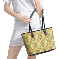 Vintage Hawaii Mango Leather Tote Bag Yellow Green Hawaiian Palaka LT05 - Polynesian Pride
