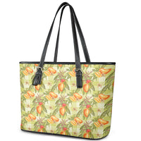 Vintage Hawaii Mango Leather Tote Bag Yellow Green Hawaiian Palaka LT05 - Polynesian Pride