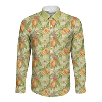 Vintage Hawaii Mango Long Sleeve Button Shirt Yellow Green Hawaiian Palaka LT05 Unisex Green - Polynesian Pride