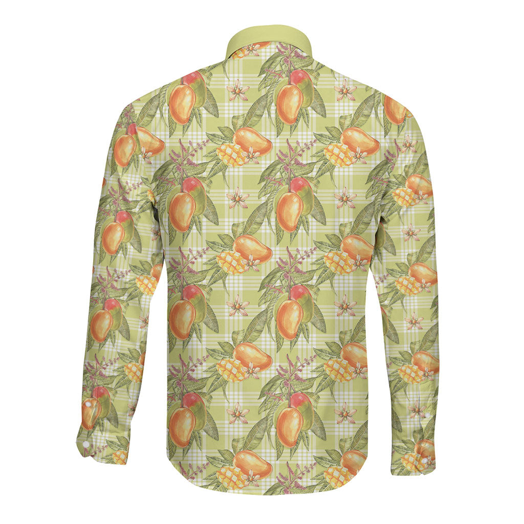 Vintage Hawaii Mango Long Sleeve Button Shirt Yellow Green Hawaiian Palaka LT05 - Polynesian Pride
