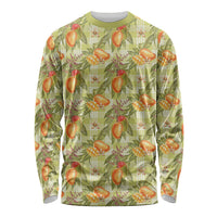 Vintage Hawaii Mango Long Sleeve Shirt Yellow Green Hawaiian Palaka LT05 Unisex Green - Polynesian Pride