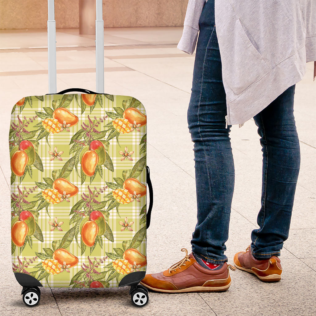 Vintage Hawaii Mango Luggage Cover Yellow Green Hawaiian Palaka LT05 Green - Polynesian Pride