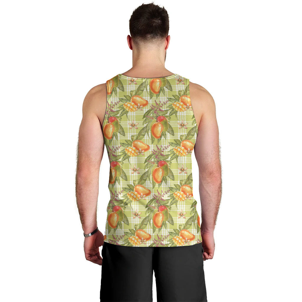 Vintage Hawaii Mango Men Tank Top Yellow Green Hawaiian Palaka LT05 - Polynesian Pride