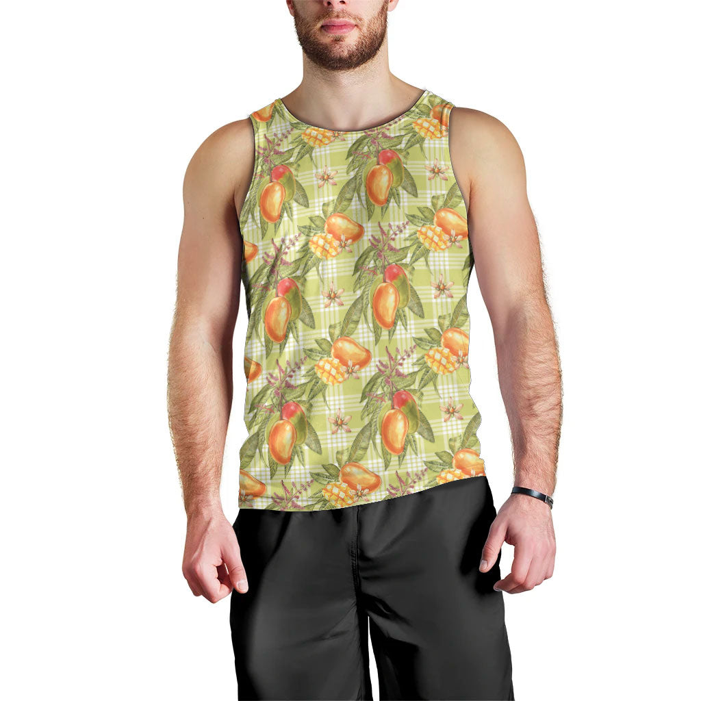 Vintage Hawaii Mango Men Tank Top Yellow Green Hawaiian Palaka LT05 - Polynesian Pride