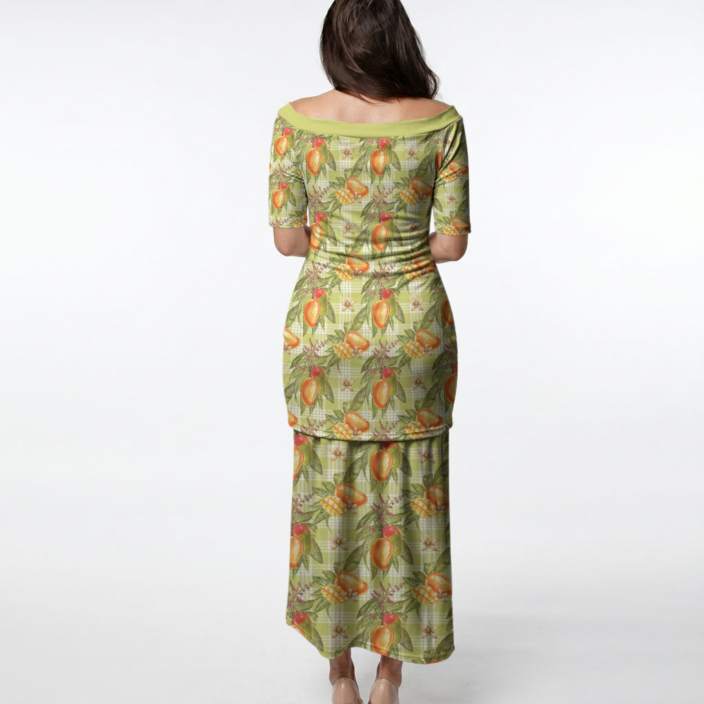Vintage Hawaii Mango Puletasi Yellow Green Hawaiian Palaka LT05 - Polynesian Pride