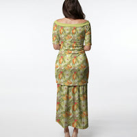 Vintage Hawaii Mango Puletasi Yellow Green Hawaiian Palaka LT05 - Polynesian Pride