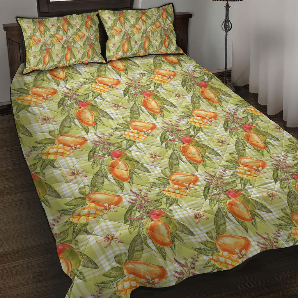 Vintage Hawaii Mango Quilt Bed Set Yellow Green Hawaiian Palaka LT05 Green - Polynesian Pride