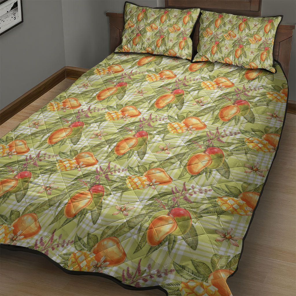 Vintage Hawaii Mango Quilt Bed Set Yellow Green Hawaiian Palaka LT05 - Polynesian Pride