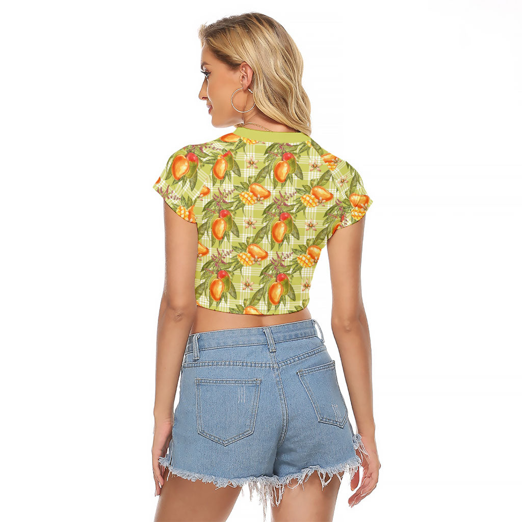 Vintage Hawaii Mango Raglan Cropped T Shirt Yellow Green Hawaiian Palaka LT05 - Polynesian Pride