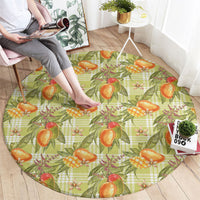 Vintage Hawaii Mango Round Carpet Yellow Green Hawaiian Palaka LT05 - Polynesian Pride