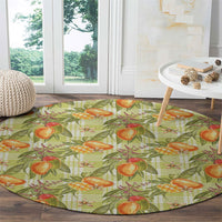 Vintage Hawaii Mango Round Carpet Yellow Green Hawaiian Palaka LT05 - Polynesian Pride
