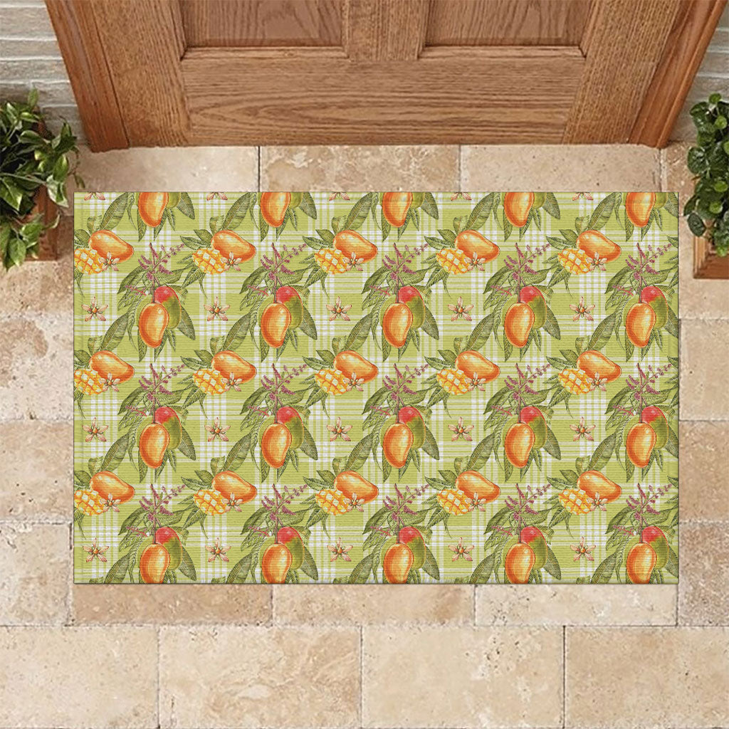 Vintage Hawaii Mango Rubber Doormat Yellow Green Hawaiian Palaka LT05 Green - Polynesian Pride