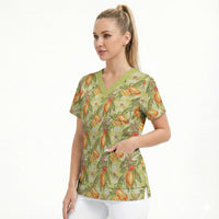 Vintage Hawaii Mango Scrub Top Yellow Green Hawaiian Palaka LT05 - Polynesian Pride