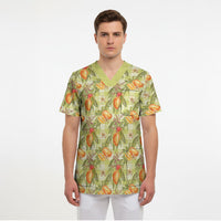 Vintage Hawaii Mango Scrub Top Yellow Green Hawaiian Palaka LT05 - Polynesian Pride
