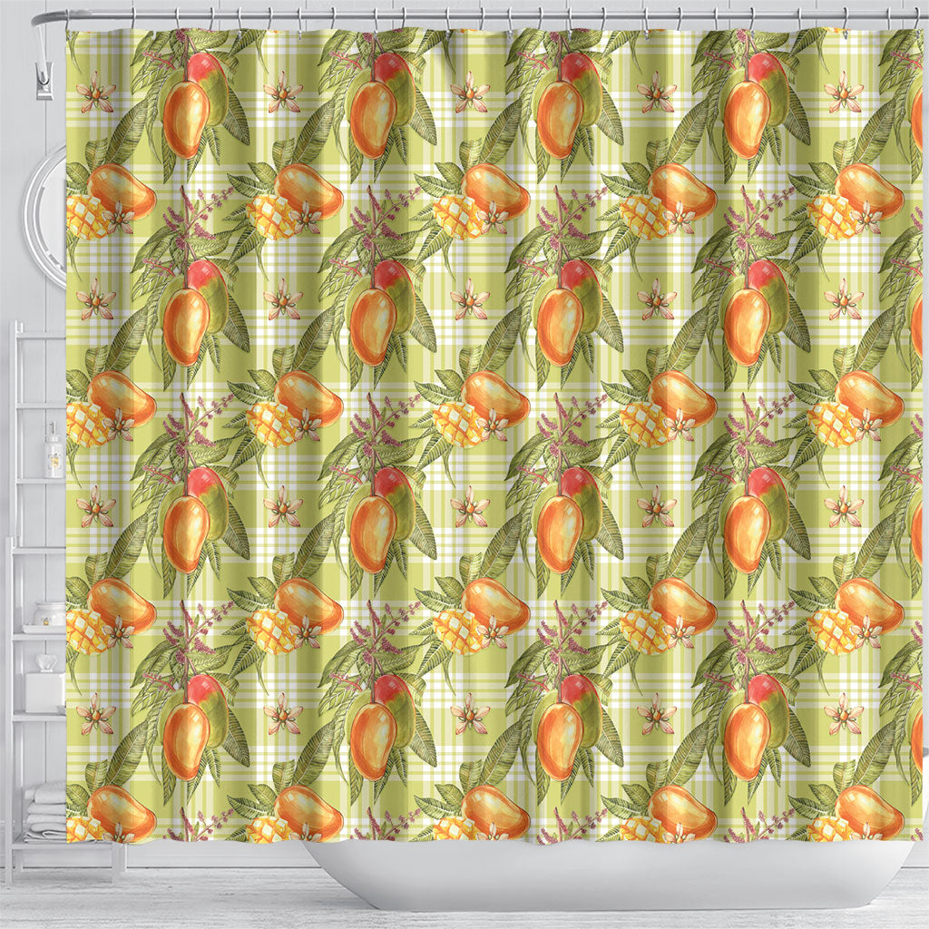 Vintage Hawaii Mango Shower Curtain Yellow Green Hawaiian Palaka LT05 - Polynesian Pride