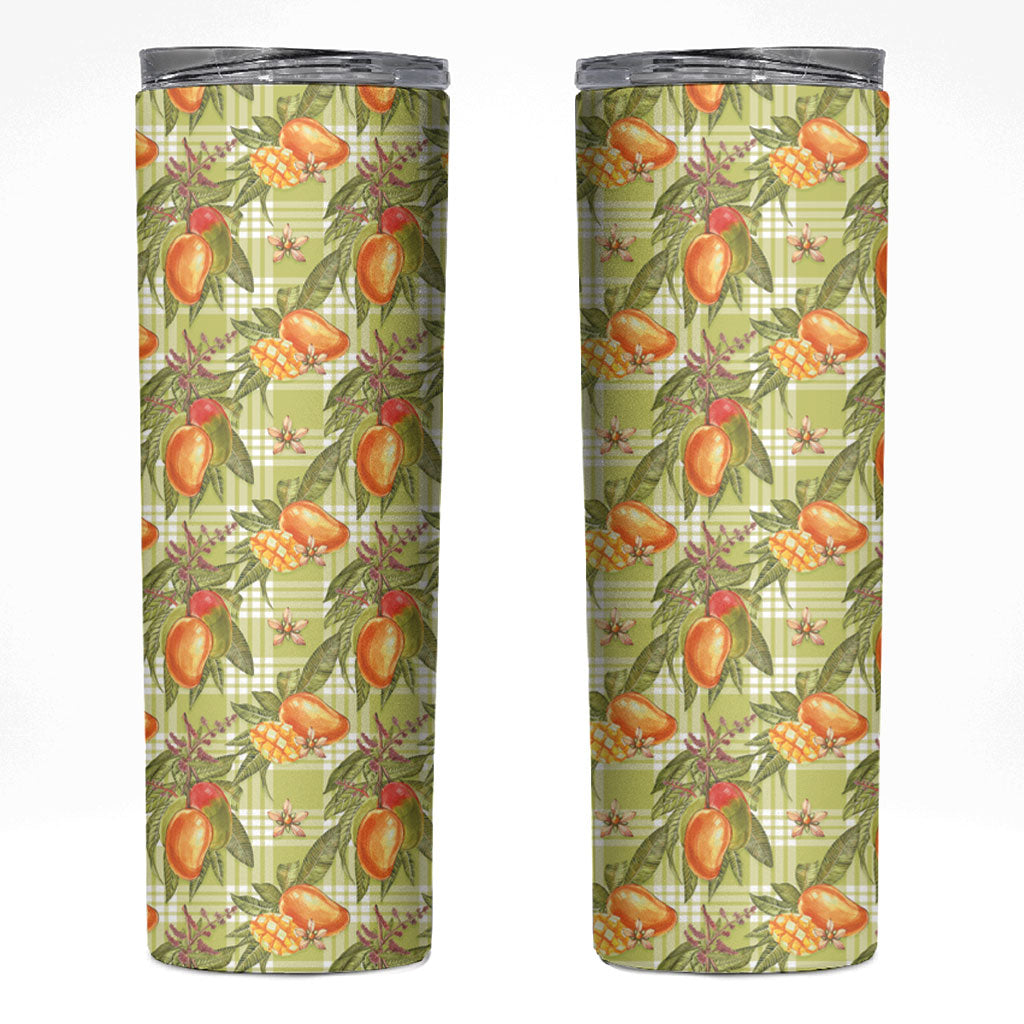 Vintage Hawaii Mango Skinny Tumbler Yellow Green Hawaiian Palaka LT05 Green - Polynesian Pride