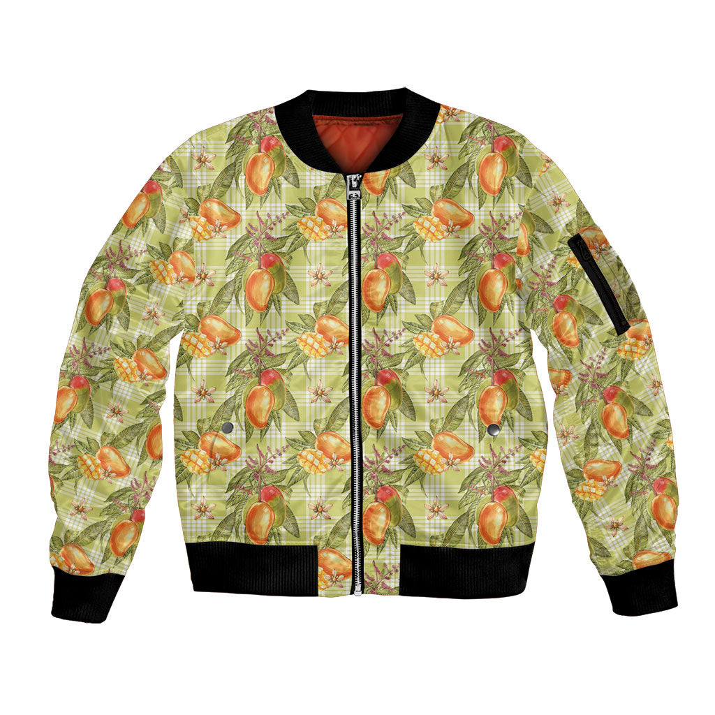 Vintage Hawaii Mango Sleeve Zip Bomber Jacket Yellow Green Hawaiian Palaka LT05 Unisex Green - Polynesian Pride