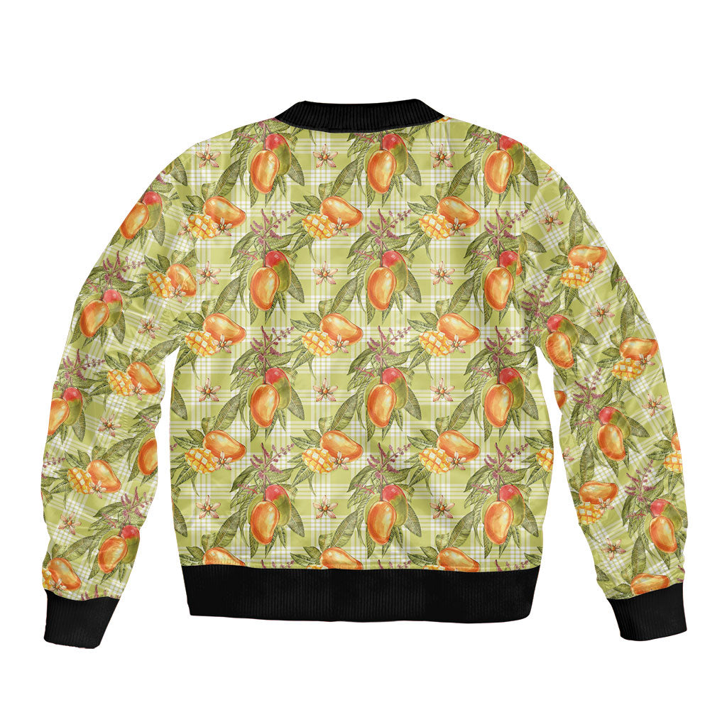 Vintage Hawaii Mango Sleeve Zip Bomber Jacket Yellow Green Hawaiian Palaka LT05 - Polynesian Pride