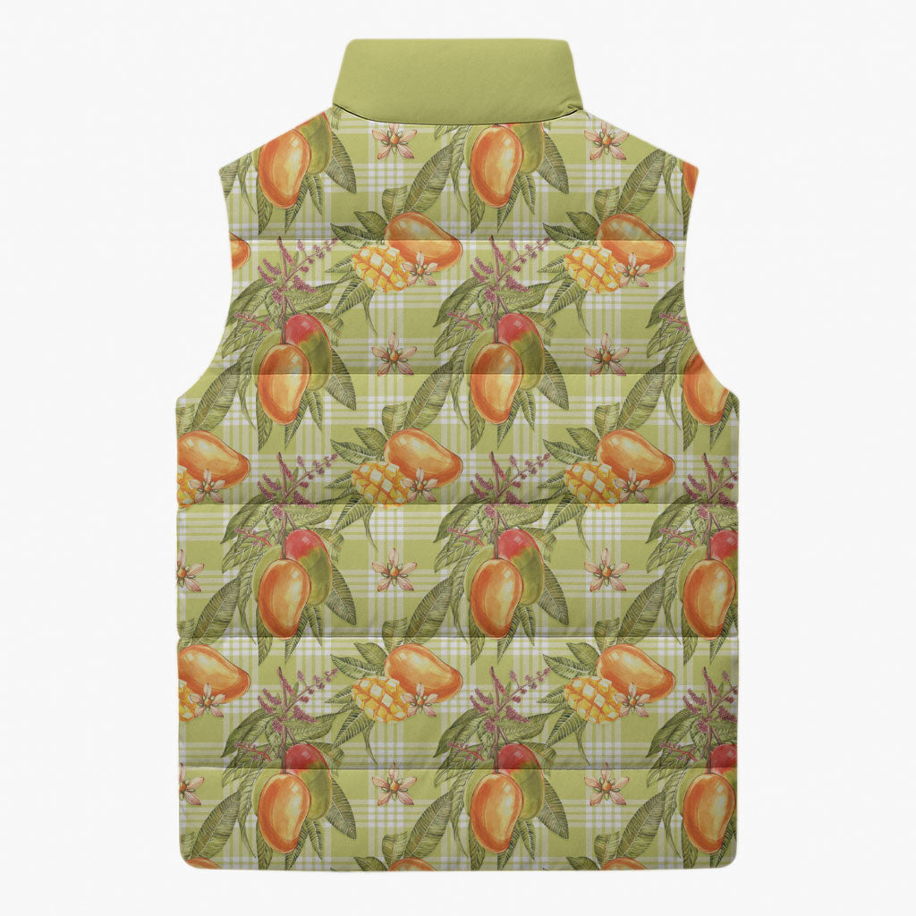 Vintage Hawaii Mango Sleeveless Puffer Jacket Yellow Green Hawaiian Palaka LT05 - Polynesian Pride
