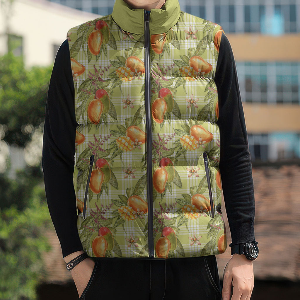 Vintage Hawaii Mango Sleeveless Puffer Jacket Yellow Green Hawaiian Palaka LT05 - Polynesian Pride