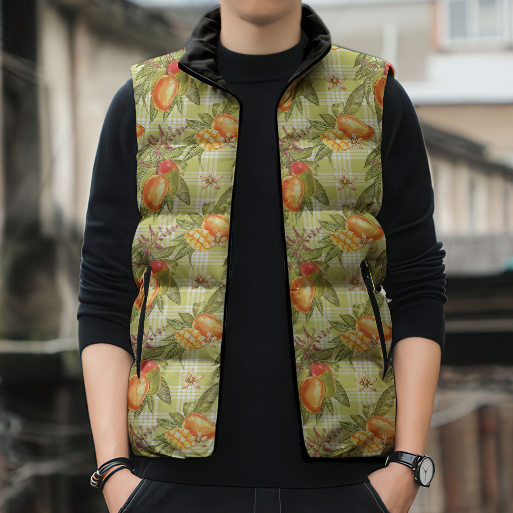Vintage Hawaii Mango Sleeveless Puffer Jacket Yellow Green Hawaiian Palaka LT05 - Polynesian Pride