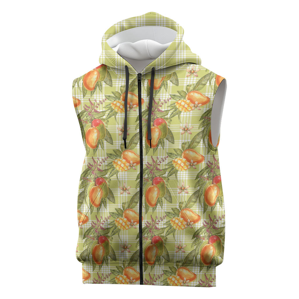 Vintage Hawaii Mango Sleeveless Zip Hoodie Yellow Green Hawaiian Palaka LT05 Green - Polynesian Pride