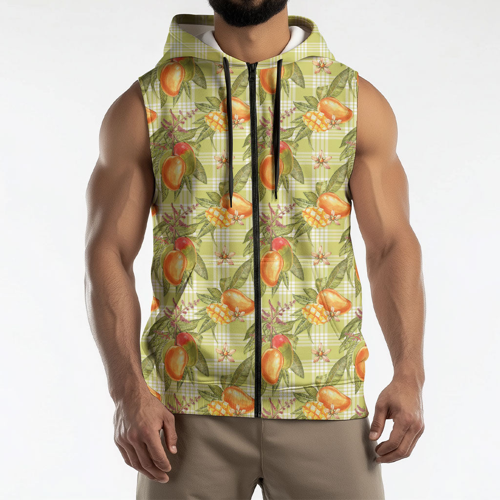 Vintage Hawaii Mango Sleeveless Zip Hoodie Yellow Green Hawaiian Palaka LT05 - Polynesian Pride