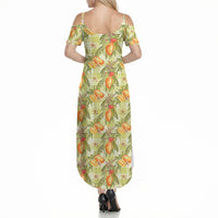 Vintage Hawaii Mango Summer Maxi Dress Yellow Green Hawaiian Palaka LT05 - Polynesian Pride