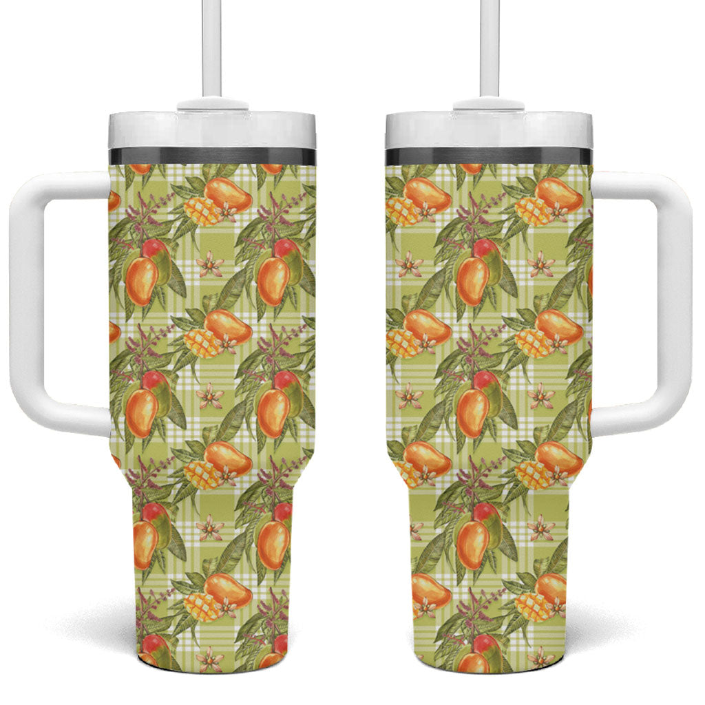 Vintage Hawaii Mango Tumbler With Handle Yellow Green Hawaiian Palaka LT05 One Size: 40 oz Green - Polynesian Pride