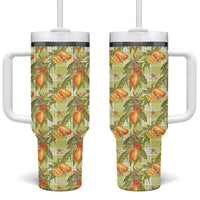 Vintage Hawaii Mango Tumbler With Handle Yellow Green Hawaiian Palaka LT05 One Size: 40 oz Green - Polynesian Pride