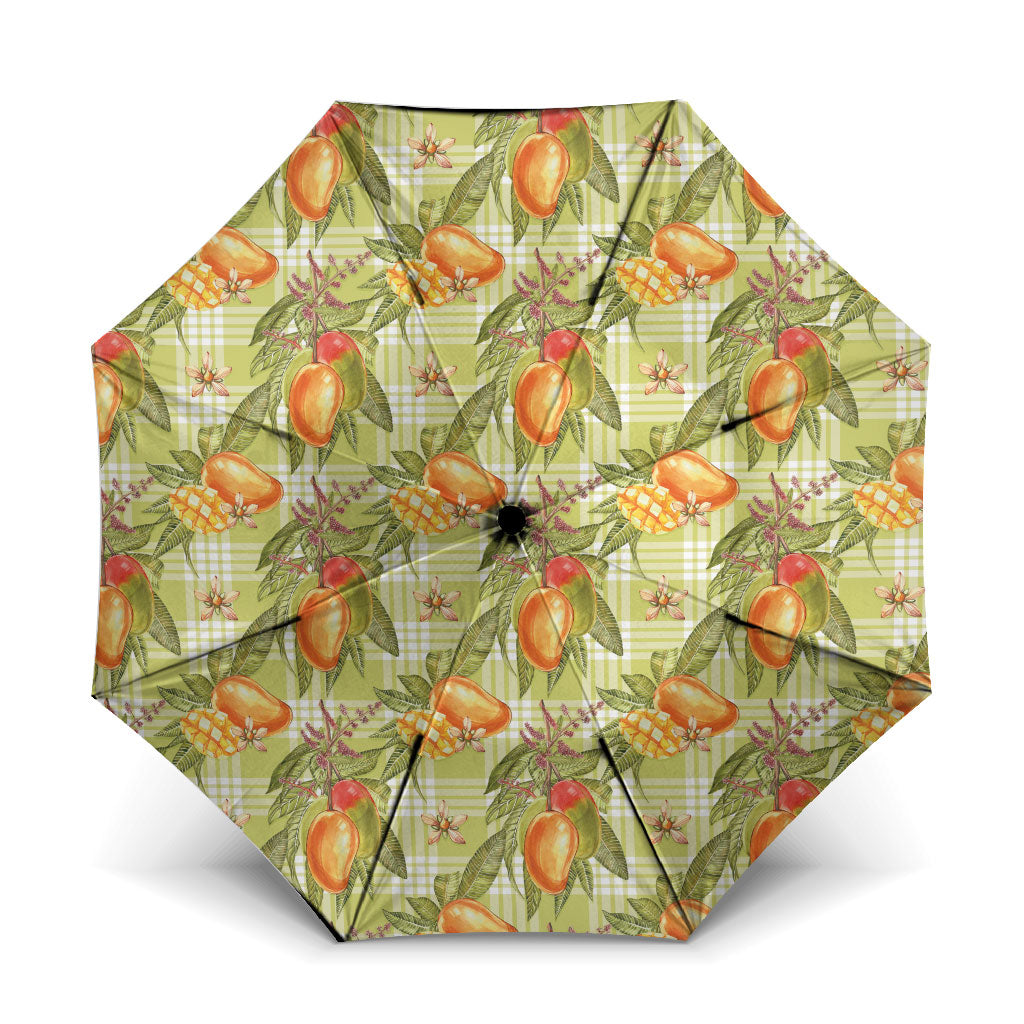 Vintage Hawaii Mango Umbrella Yellow Green Hawaiian Palaka LT05 One Size Folded 11.42 inch Opened Diameter 37.4 inch Green - Polynesian Pride