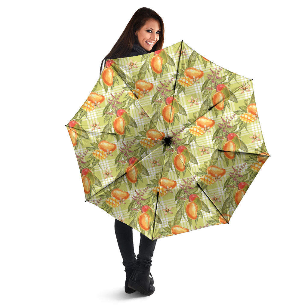 Vintage Hawaii Mango Umbrella Yellow Green Hawaiian Palaka LT05 - Polynesian Pride