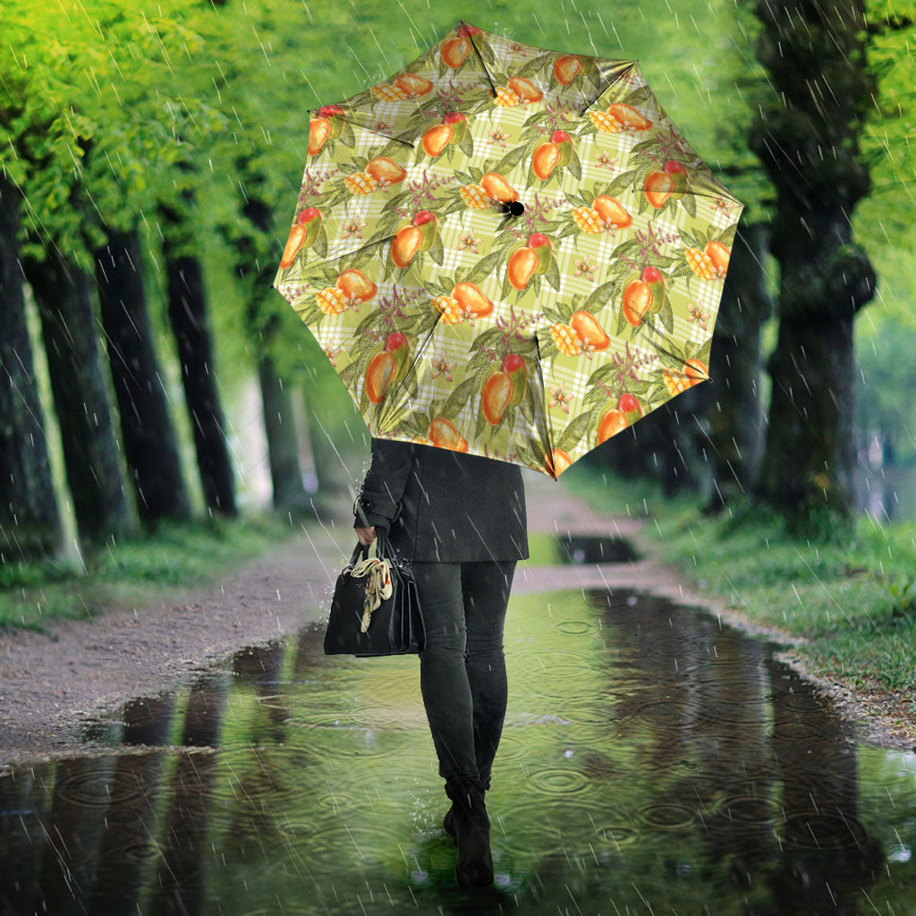 Vintage Hawaii Mango Umbrella Yellow Green Hawaiian Palaka LT05 - Polynesian Pride