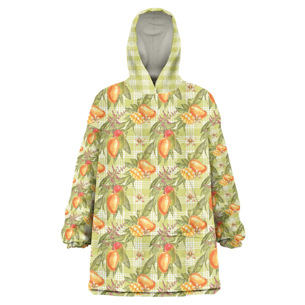 Vintage Hawaii Mango Wearable Blanket Hoodie Yellow Green Hawaiian Palaka LT05 One Size Green - Polynesian Pride