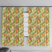 Vintage Hawaii Mango Window Curtain Yellow Green Hawaiian Palaka LT05 With Hooks Green - Polynesian Pride