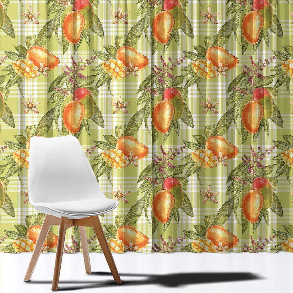 Vintage Hawaii Mango Window Curtain Yellow Green Hawaiian Palaka LT05 - Polynesian Pride