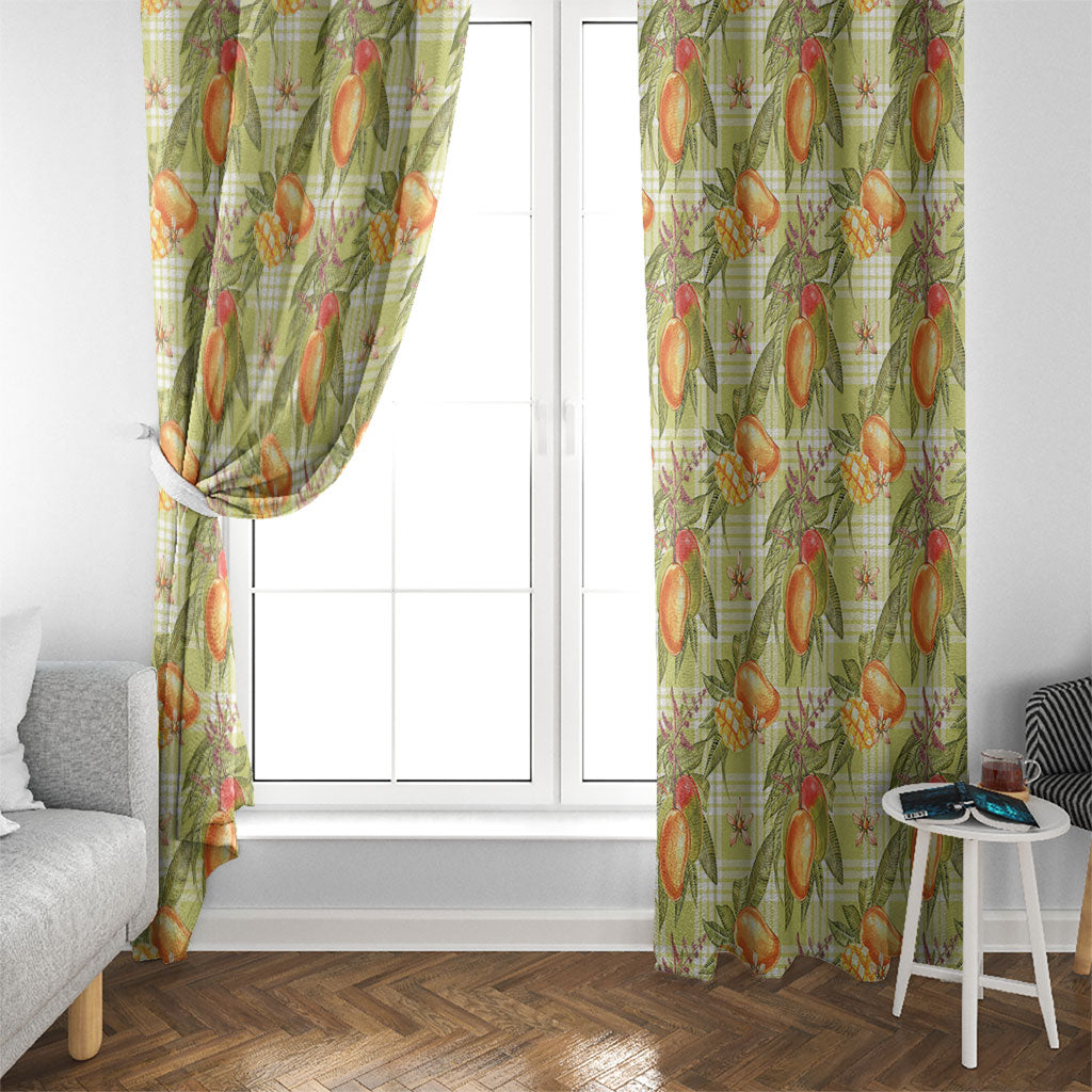 Vintage Hawaii Mango Window Curtain Yellow Green Hawaiian Palaka LT05 - Polynesian Pride