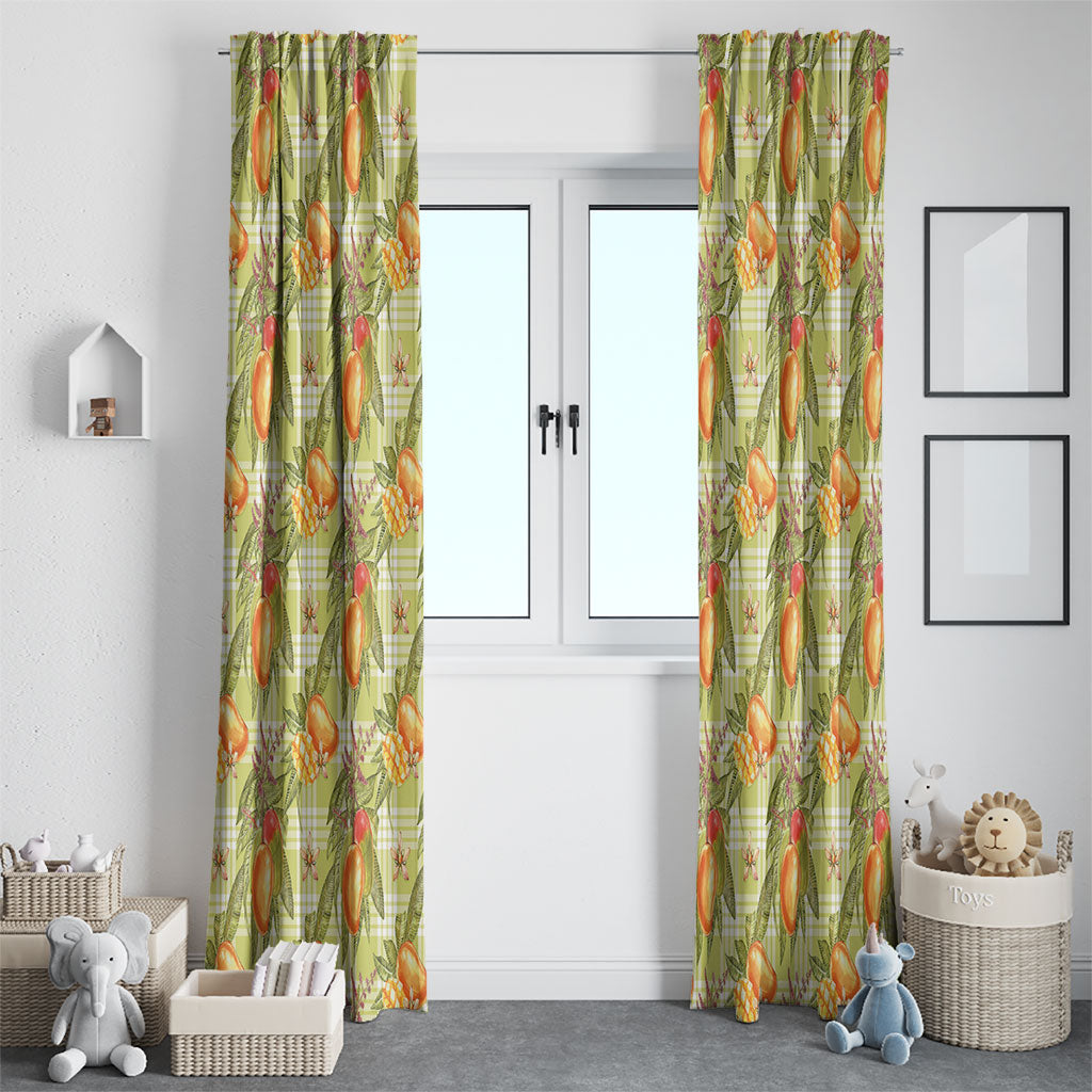 Vintage Hawaii Mango Window Curtain Yellow Green Hawaiian Palaka LT05 - Polynesian Pride