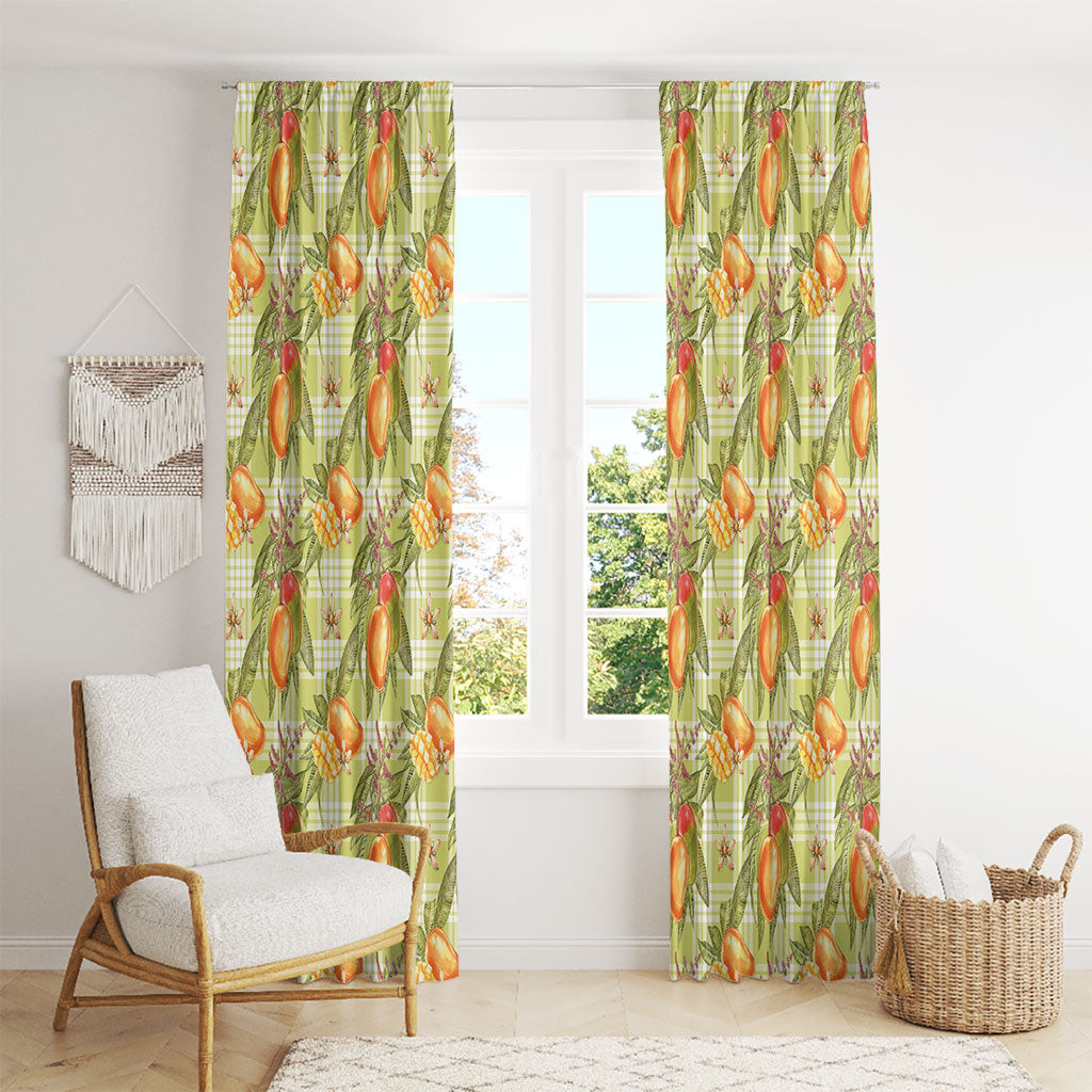Vintage Hawaii Mango Window Curtain Yellow Green Hawaiian Palaka LT05 - Polynesian Pride