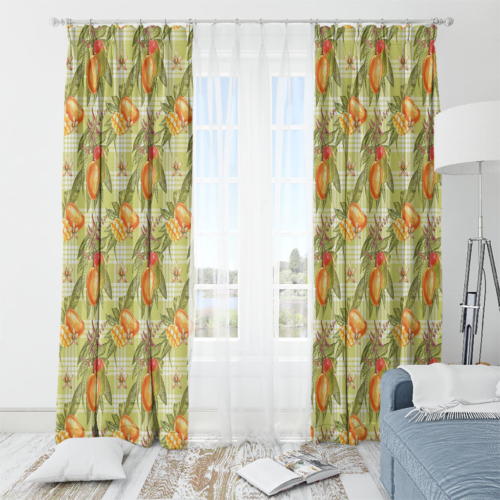 Vintage Hawaii Mango Window Curtain Yellow Green Hawaiian Palaka LT05 - Polynesian Pride